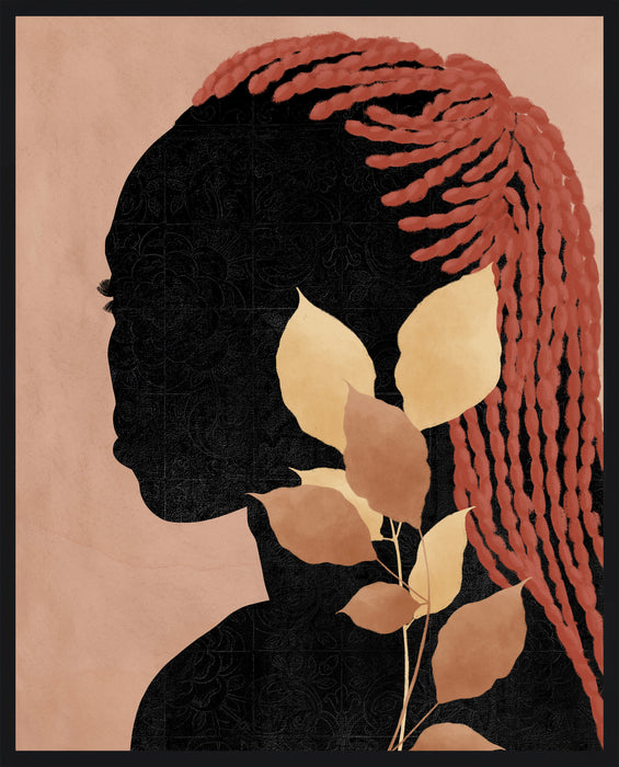 Œuvre d’art encadrée très lustrée « Silhouette Woman II » - 17 po x 21 po
