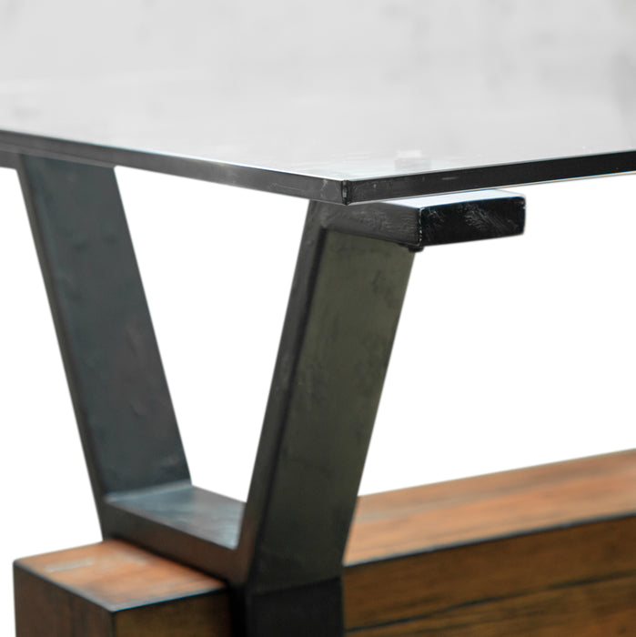 Table de bout Newton de 26 po avec dessus en verre - muscade grillée