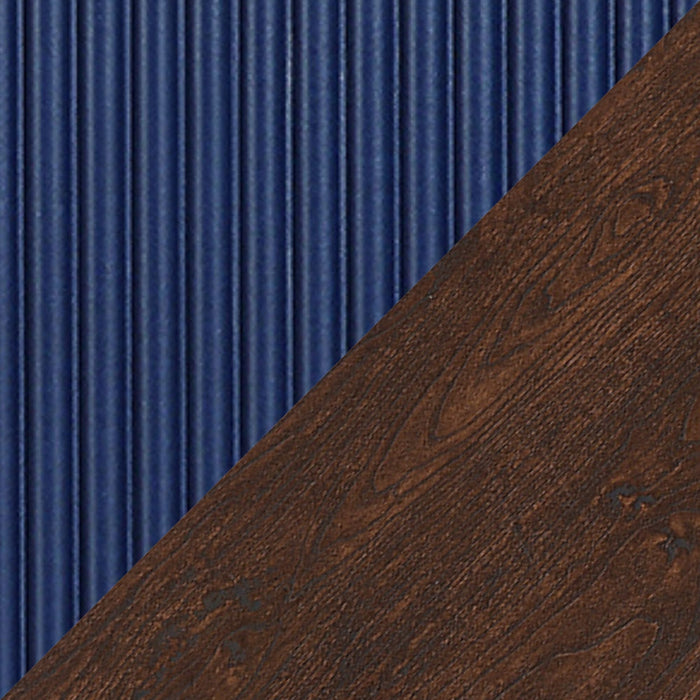 Table de nuit moderne Duane de Manhattan Comfort avec cannelures et tiroir à extension complète - brun foncé et bleu marine