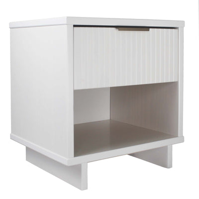 Manhattan Comfort Granville Modern Nightstand with Full Extension Drawer - White|Table de nuit moderne Granville de Manhattan Comfort avec tiroirs à extension complète - blanche