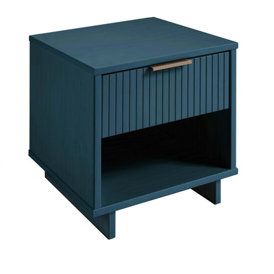 Manhattan Comfort Granville Modern Nightstand with Full Extension Drawer - Midnight Blue|Table de nuit moderne Granville de Manhattan Comfort avec 1 tiroirs à extension complète - bleu minuit