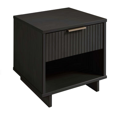 Manhattan Comfort Granville Modern Nightstand with Full Extension Drawer - Charcoal Grey|Table de nuit moderne Granville de Manhattan Comfort avec tiroirs à extension complète - gris charbon
