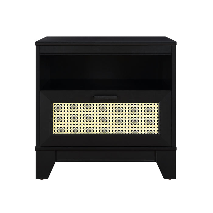 Table de nuit moderne Sheridan de Manhattan Comfort avec cannage - noire