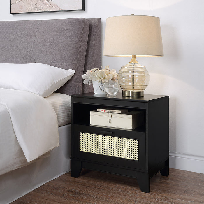 Table de nuit moderne Sheridan de Manhattan Comfort avec cannage - noire