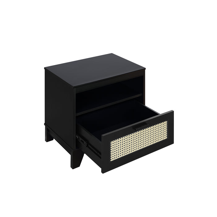 Table de nuit moderne Sheridan de Manhattan Comfort avec cannage - noire