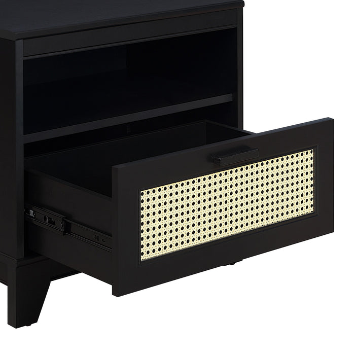Table de nuit moderne Sheridan de Manhattan Comfort avec cannage - noire