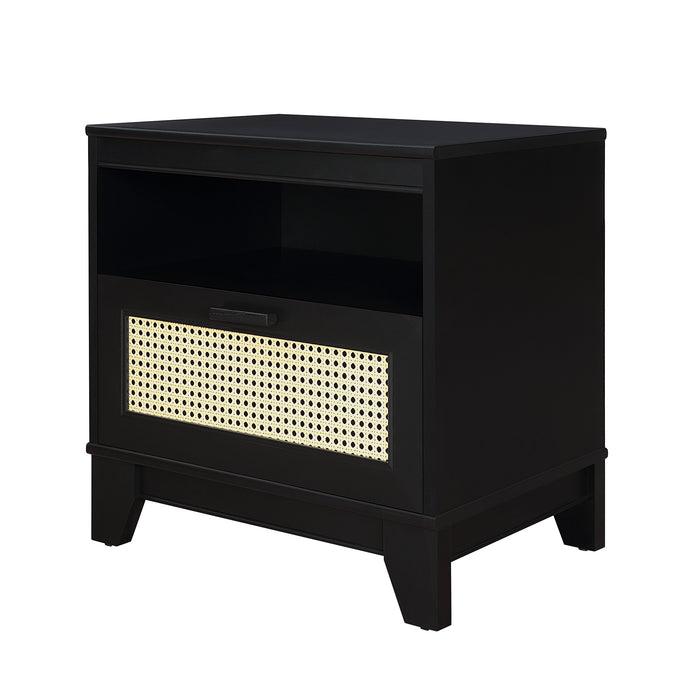 Table de nuit moderne Sheridan de Manhattan Comfort avec cannage - noire
