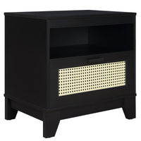 Table de nuit moderne Sheridan de Manhattan Comfort avec cannage - noire