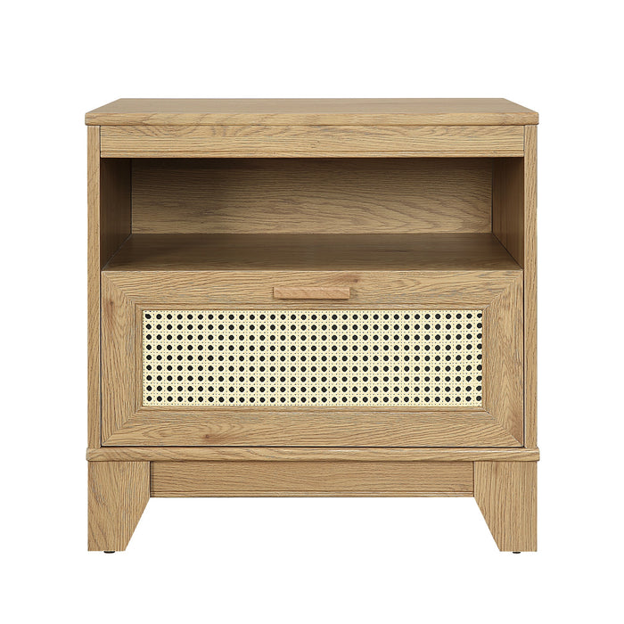 Table de nuit moderne Sheridan de Manhattan Comfort avec cannage - naturelle