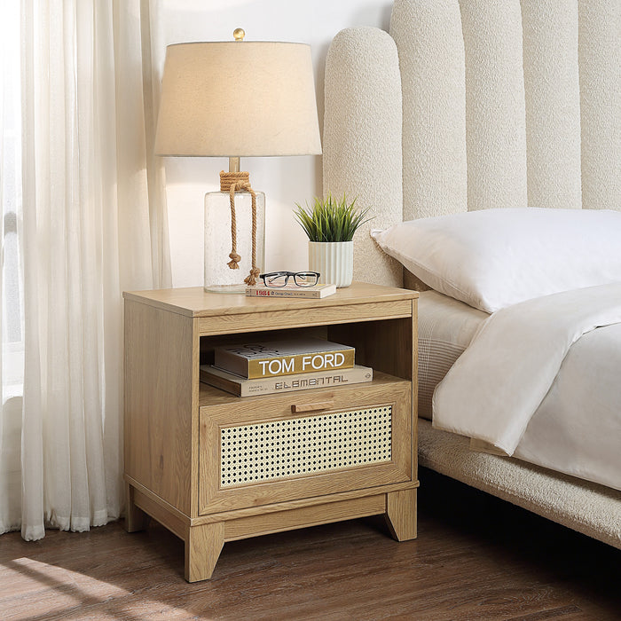 Table de nuit moderne Sheridan de Manhattan Comfort avec cannage - naturelle