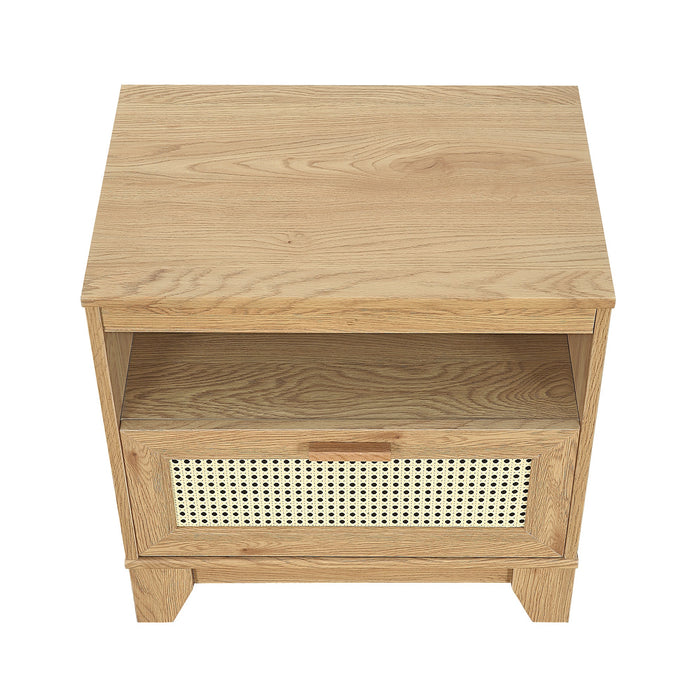 Table de nuit moderne Sheridan de Manhattan Comfort avec cannage - naturelle