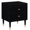 Table de nuit moderne Stanton de Manhattan Comfort avec 2 tiroirs à extension complète et pattes en bois massif- noire