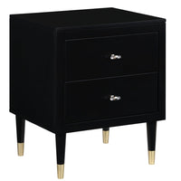 Table de nuit moderne Stanton de Manhattan Comfort avec 2 tiroirs à extension complète et pattes en bois massif- noire