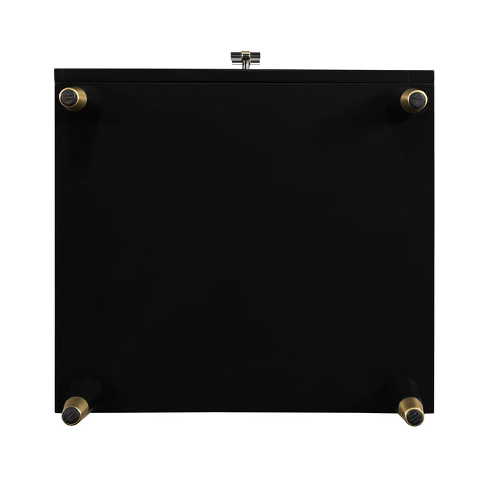 Table de nuit moderne Stanton de Manhattan Comfort avec 2 tiroirs à extension complète et pattes en bois massif- noire