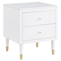 Table de nuit moderne Stanton de Manhattan Comfort avec 2 tiroirs à extension complète et pattes en bois massif- blanche