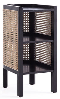 Table de bout Versailles de Manhattan Comfort - noire et canne naturelle