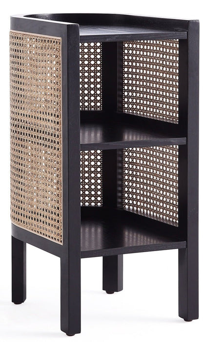 Table de bout Versailles de Manhattan Comfort - noire et canne naturelle