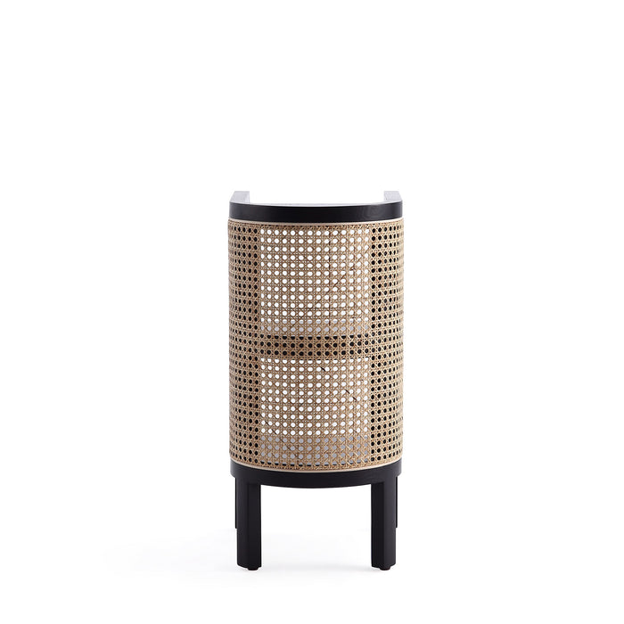 Table de bout Versailles de Manhattan Comfort - noire et canne naturelle