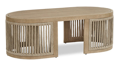 Oasis Outdoor Patio Coffee Table - Eucalyptus Wood & Rope, Weather Resistant – Natural | Table à café Oasis pour la terrasse à l’extérieur - eucalyptus et corde, résistante aux intempéries - naturelle