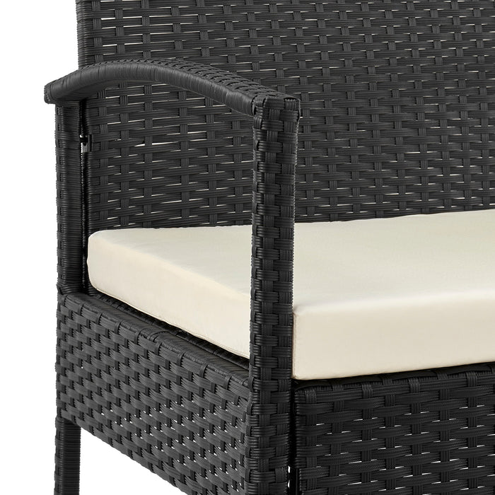 Ensemble de conversation Noli de Manhattan Comfort 3 pièces en acier et en rotin pour la terrasse - crème