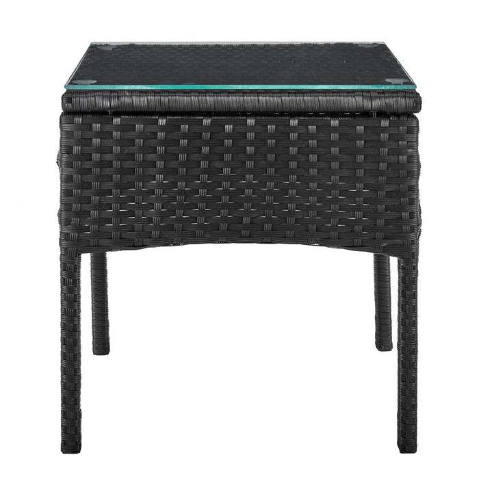Ensemble de conversation Noli de Manhattan Comfort 3 pièces en acier et en rotin pour la terrasse - crème