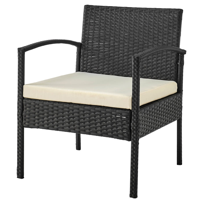 Ensemble de conversation Noli de Manhattan Comfort 3 pièces en acier et en rotin pour la terrasse - crème