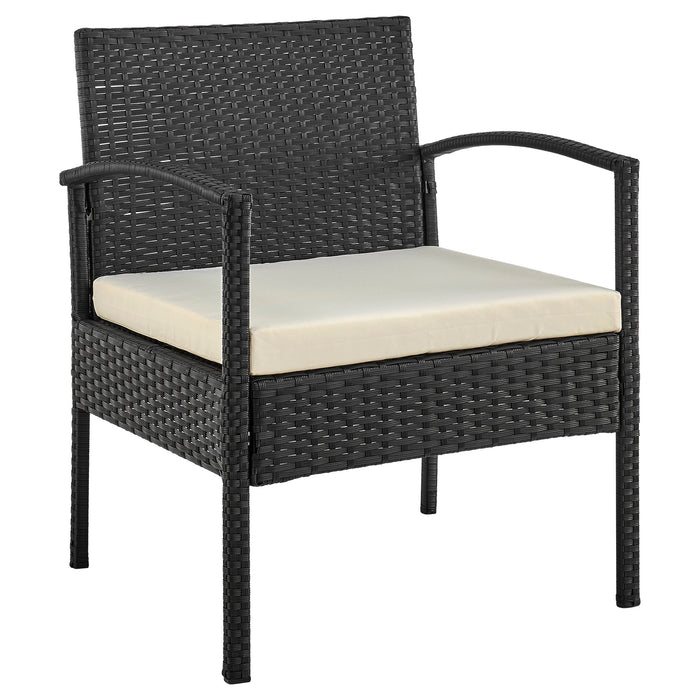 Ensemble de conversation Noli de Manhattan Comfort 3 pièces en acier et en rotin pour la terrasse - crème