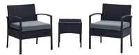 Ensemble de conversation Noli de Manhattan Comfort 3 pièces en acier et en rotin pour la terrasse - gris