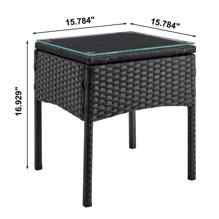 Ensemble de conversation Noli de Manhattan Comfort 3 pièces en acier et en rotin pour la terrasse - gris