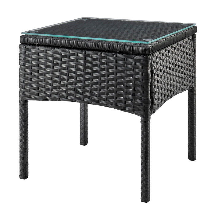 Ensemble de conversation Noli de Manhattan Comfort 3 pièces en acier et en rotin pour la terrasse - gris