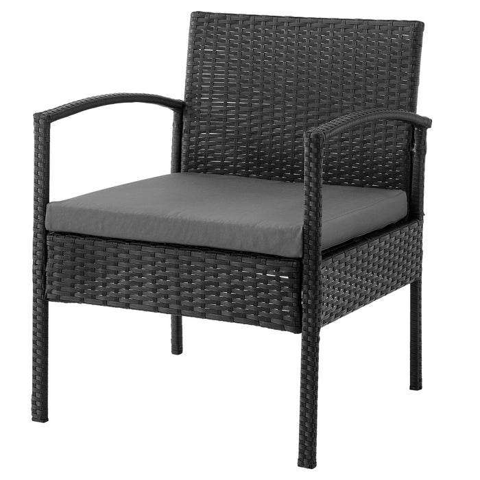 Ensemble de conversation Noli de Manhattan Comfort 3 pièces en acier et en rotin pour la terrasse - gris