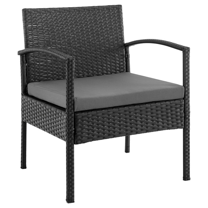 Ensemble de conversation Noli de Manhattan Comfort 3 pièces en acier et en rotin pour la terrasse - gris