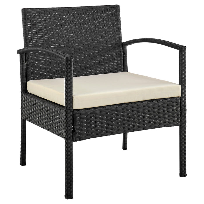 Ensemble de conversation Noli de Manhattan Comfort 4 pièces en acier et en rotin avec coussins pour la terrasse - crème