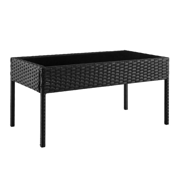 Ensemble de conversation Noli de Manhattan Comfort 4 pièces en acier et en rotin avec coussins pour la terrasse - crème
