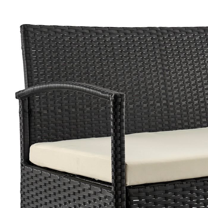 Ensemble de conversation Noli de Manhattan Comfort 4 pièces en acier et en rotin avec coussins pour la terrasse - crème