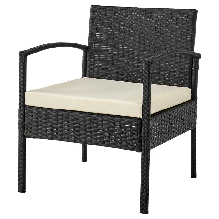 Ensemble de conversation Noli de Manhattan Comfort 4 pièces en acier et en rotin avec coussins pour la terrasse - crème
