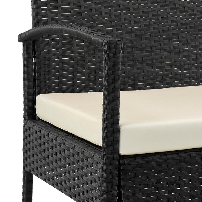 Ensemble de conversation Noli de Manhattan Comfort 4 pièces en acier et en rotin avec coussins pour la terrasse - crème