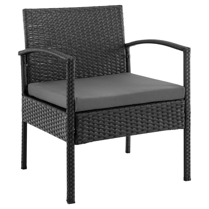 Ensemble de conversation Noli de Manhattan Comfort 4 pièces en acier et en rotin avec coussins pour la terrasse - gris