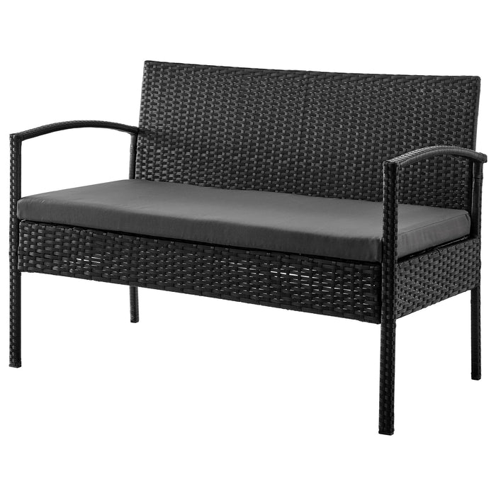 Ensemble de conversation Noli de Manhattan Comfort 4 pièces en acier et en rotin avec coussins pour la terrasse - gris