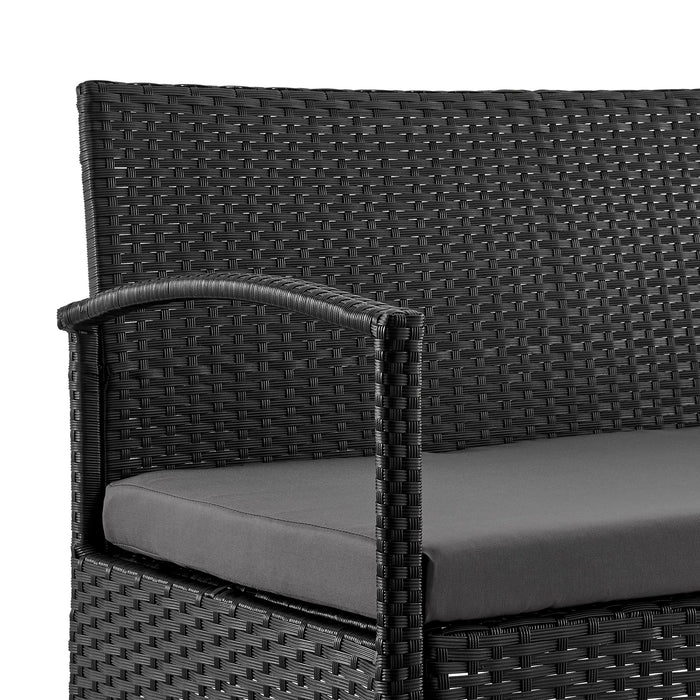 Ensemble de conversation Noli de Manhattan Comfort 4 pièces en acier et en rotin avec coussins pour la terrasse - gris
