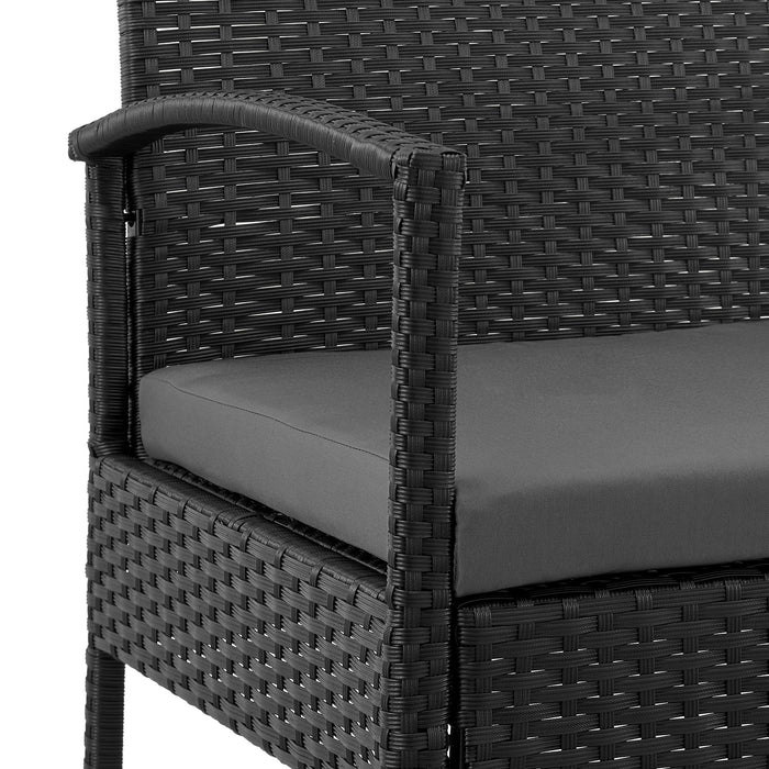 Ensemble de conversation Noli de Manhattan Comfort 4 pièces en acier et en rotin avec coussins pour la terrasse - gris