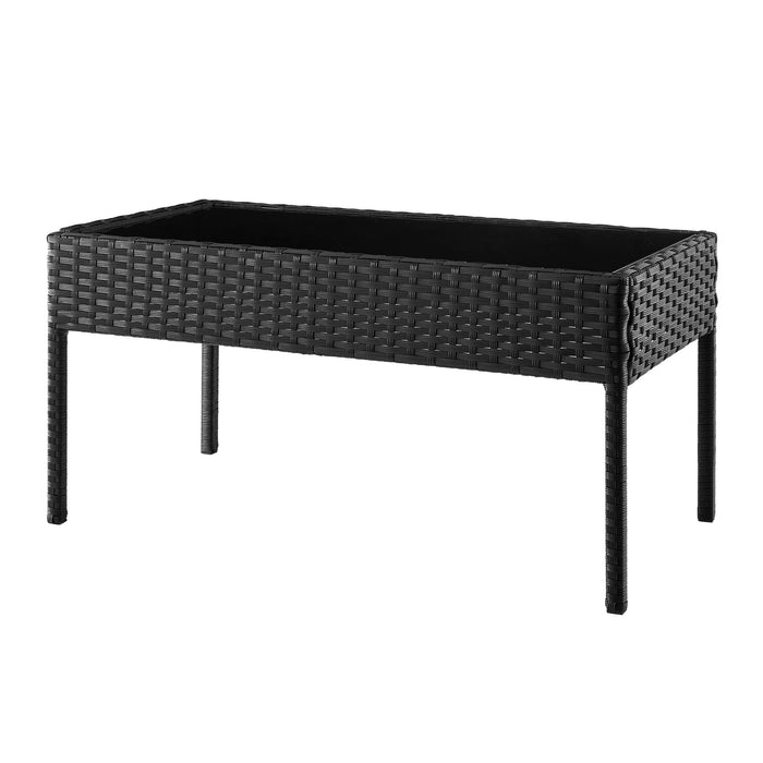 Ensemble de conversation Noli de Manhattan Comfort 4 pièces en acier et en rotin avec coussins pour la terrasse - gris