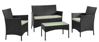 Ensemble de conversation Imperia de Manhattan Comfort 4 pièces en acier et en rotin pour la terrasse - crème