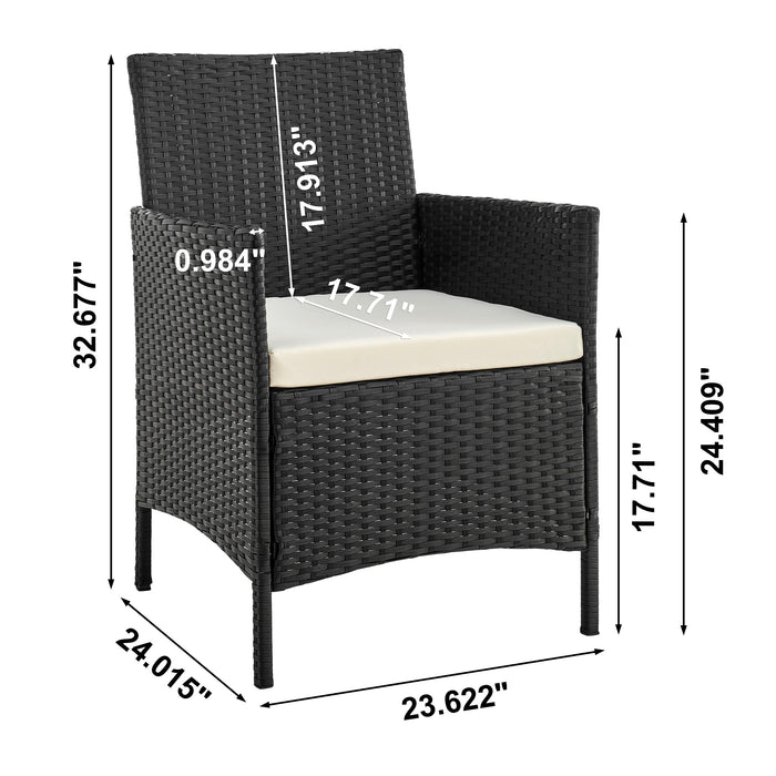 Ensemble de conversation Imperia de Manhattan Comfort 4 pièces en acier et en rotin pour la terrasse - crème