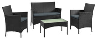 Ensemble de conversation Imperia de Manhattan Comfort 4 pièces en acier et en rotin avec coussins pour la terrasse - gris