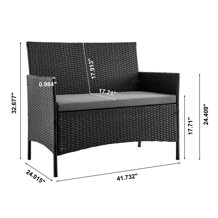 Ensemble de conversation Imperia de Manhattan Comfort 4 pièces en acier et en rotin avec coussins pour la terrasse - gris