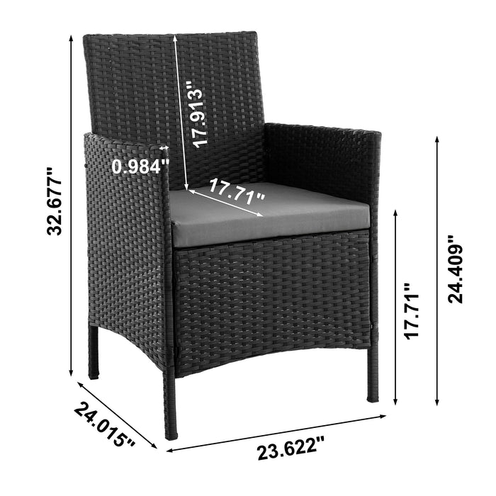 Ensemble de conversation Imperia de Manhattan Comfort 4 pièces en acier et en rotin avec coussins pour la terrasse - gris