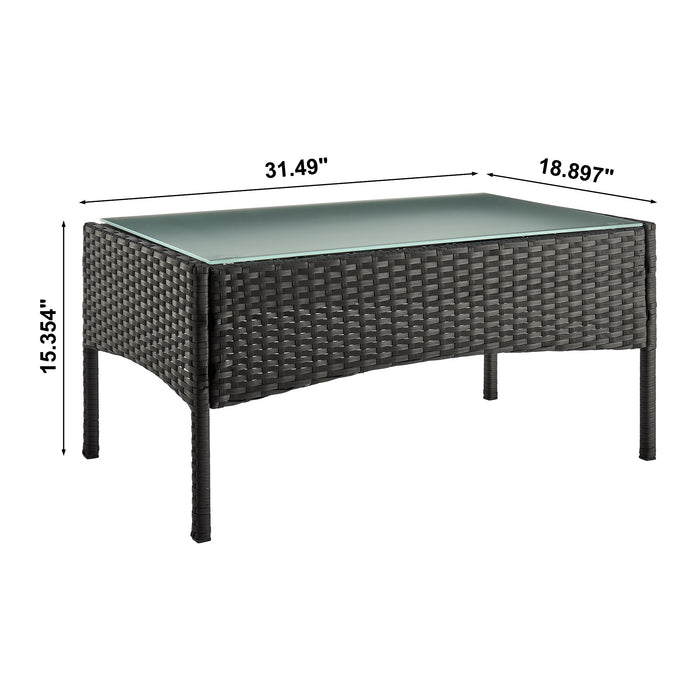 Ensemble de conversation Imperia de Manhattan Comfort 4 pièces en acier et en rotin avec coussins pour la terrasse - gris