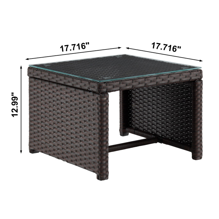 Ensemble de chaise longue et causeuse Menton de Manhattan Comfort 2 pièces en acier et en rotin avec table à café pour la terrasse - gris