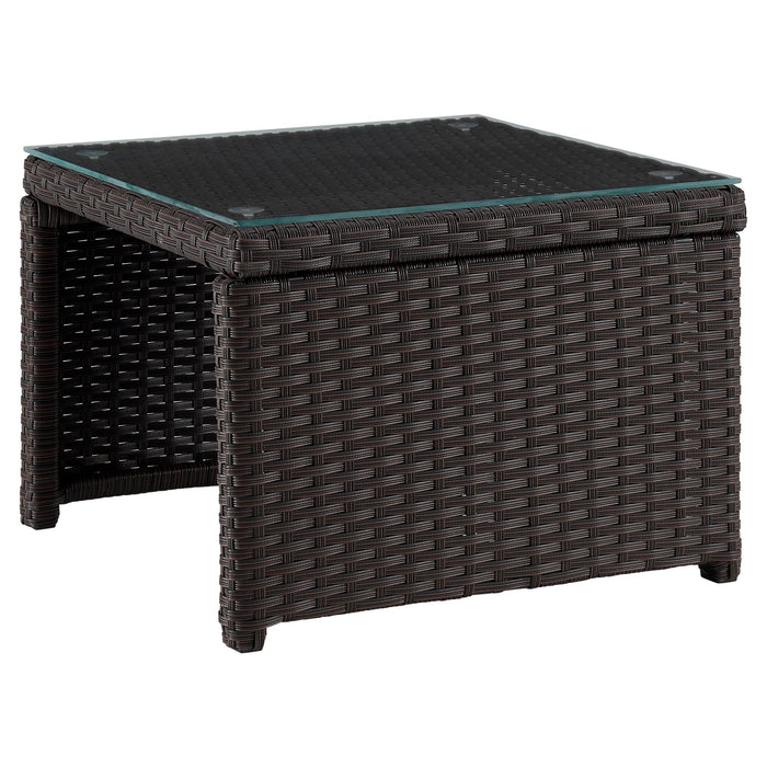 Ensemble de chaise longue et causeuse Menton de Manhattan Comfort 2 pièces en acier et en rotin avec table à café pour la terrasse - gris